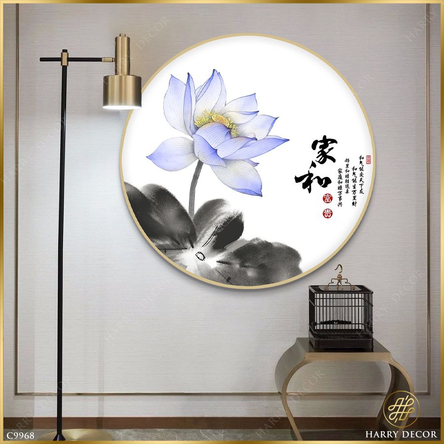  Tranh Tròn Sen Đêm Rực Sáng C9968 