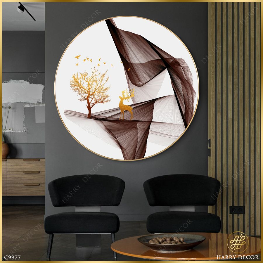  Tranh Tròn Hươu Nai Trong Lưới C9977 