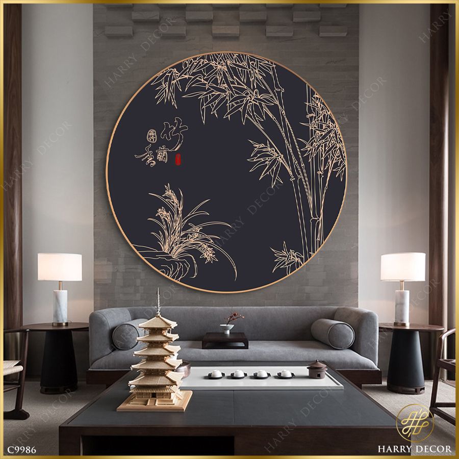  Tranh Tròn Lan Rừng Nhánh Trúc C9986 