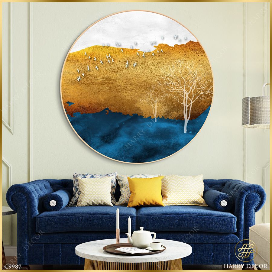  Tranh Tròn Cánh Chim Trắng Băng Qua Cánh Rừng C9987 