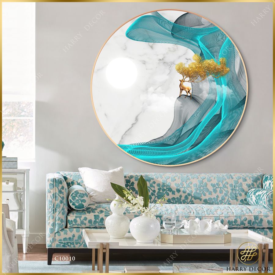  Tranh Tròn Hương Vàng Gi ữa Sương Trắng C10010 