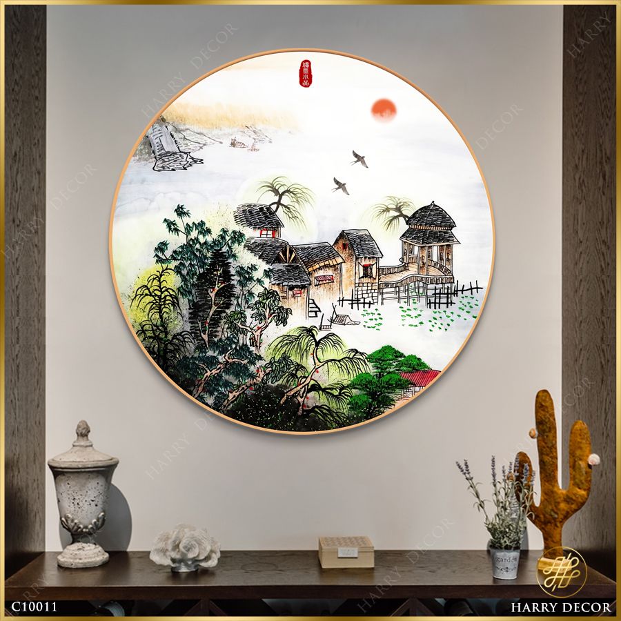  Tranh Tròn Xóm Nhỏ Thanh Bình C10011 