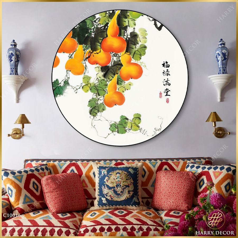  Tranh Tròn Hồ Lô Vàng 2 C10016 