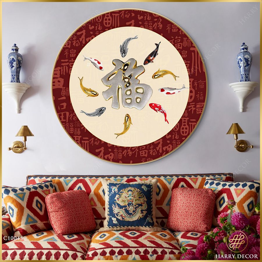  Tranh Tròn Cửu Ngư C10045 