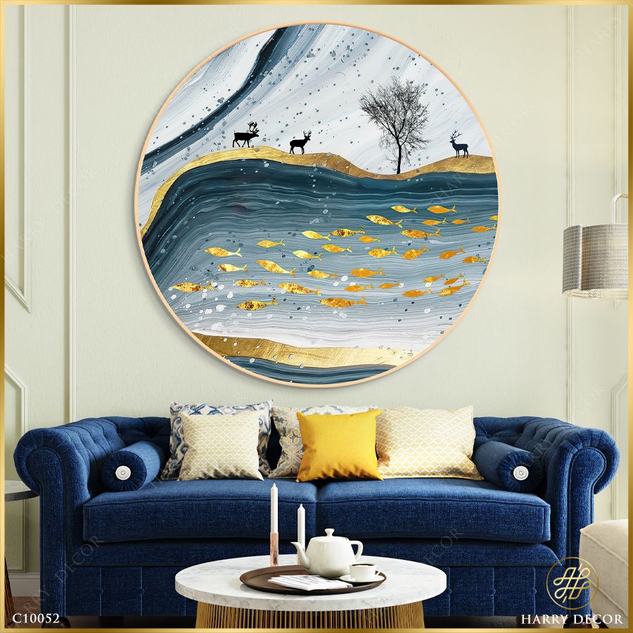  Tranh Tròn Cá Nước Xuôi Dòng Galaxy C10052 