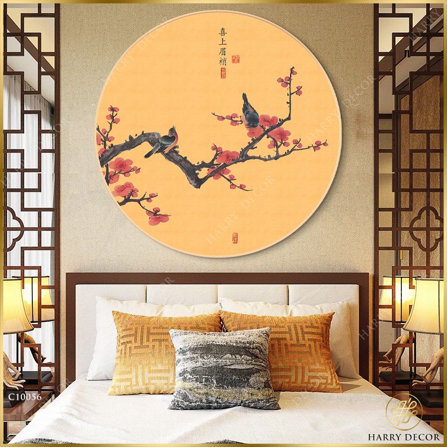  Tranh Tròn Mềm Mại Cành Hoa Mận C10056 