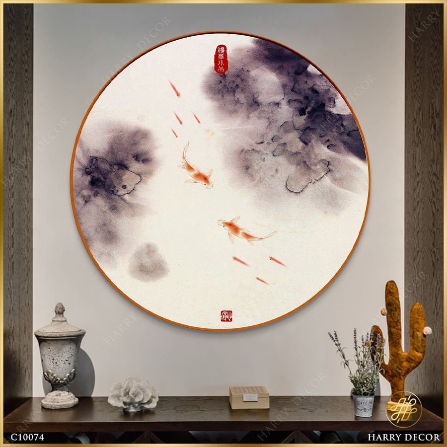  Tranh Tròn Đôi Cá Vẫy Đuôi C10074 