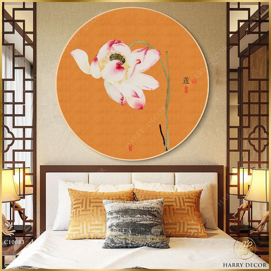  Tranh Tròn Đóa Liên Hoa Thánh Khiết C10083 