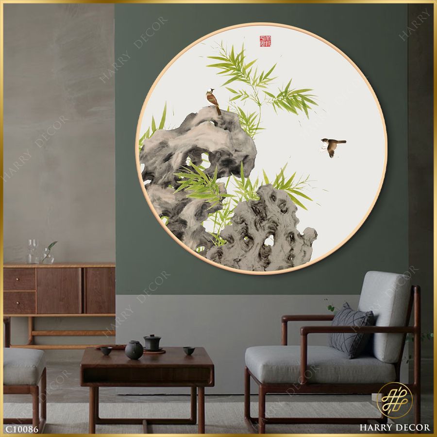  Tranh Tròn Đôi Chim Sơn Dã 1 C10086 