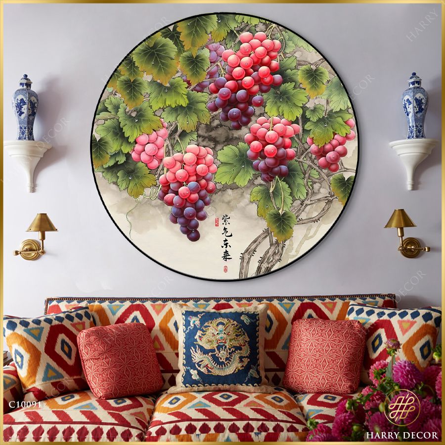  Tranh Tròn Chùm Nho Mọng Nước 1 C10091 