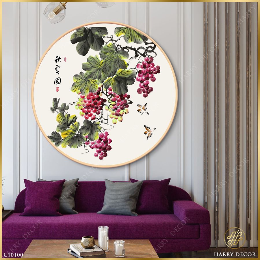  Tranh Tròn Chùm Nho Mọng Nước 2 C10100 
