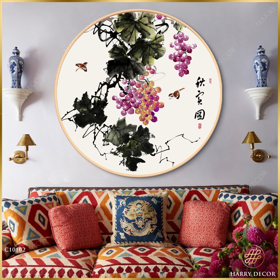  Tranh Tròn Chùm Nho Mọng Nước 3 C10102 