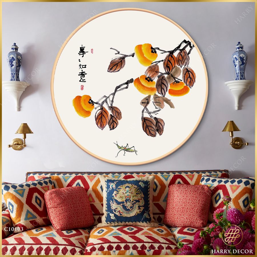  Tranh Tròn Qủa Hồng Và Chú Dế 1 C10103 