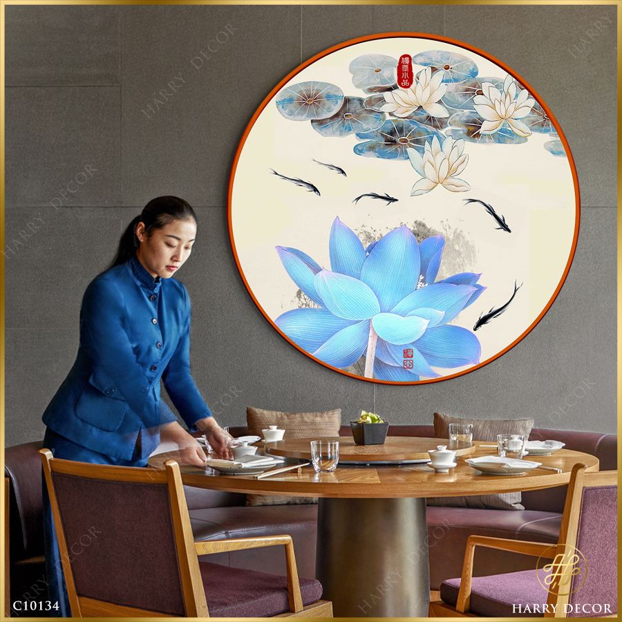  Tranh Tròn Những Đóa Bạch Liên Thánh Khiết C10134 