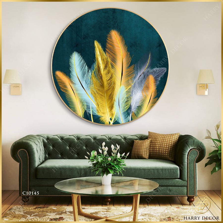  Tranh Tròn Bồng Bềnh Lông Vũ C10145 