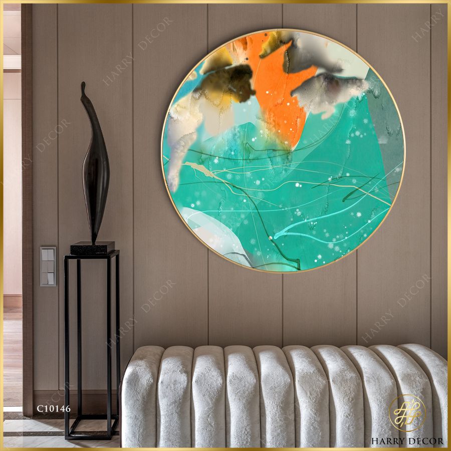  Tranh Tròn Abstract Đổ Ập Xuống Đại Dương 1 C10146 