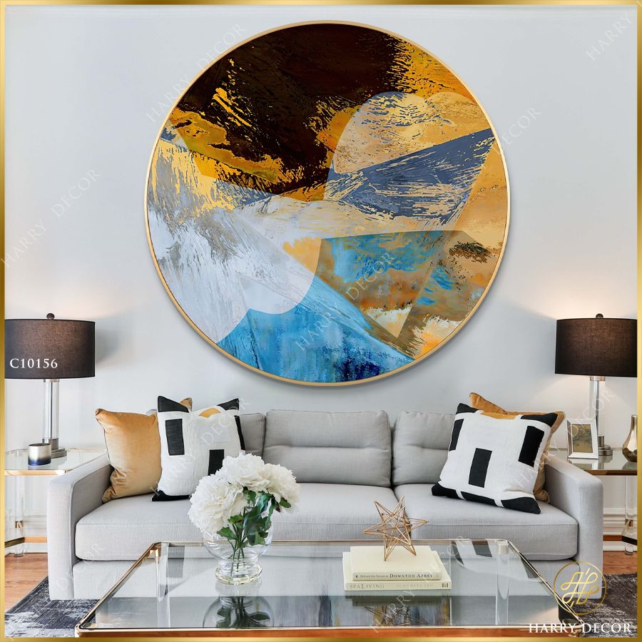  Tranh Tròn Abstract Trăng Dần Bao Phủ Núi C10156 