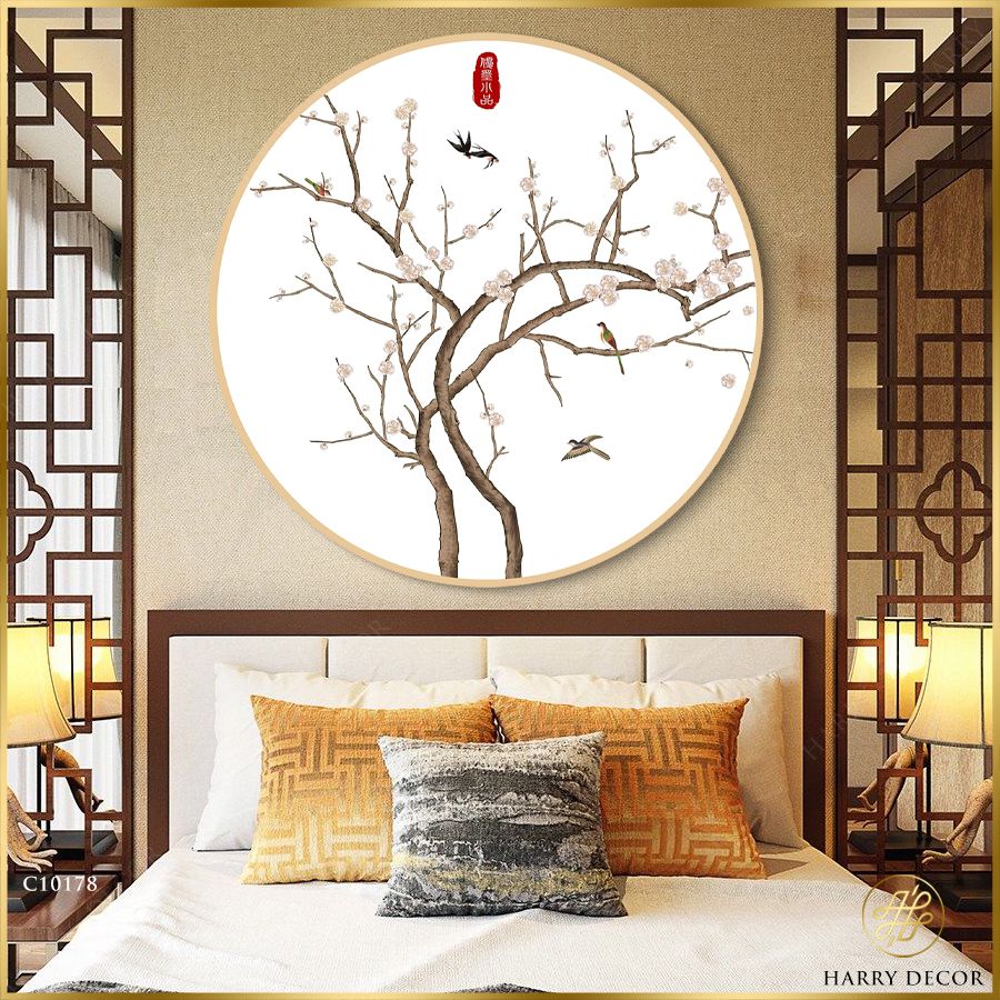  Tranh Tròn Én Về Trên Những Nhánh Hoa C10178 