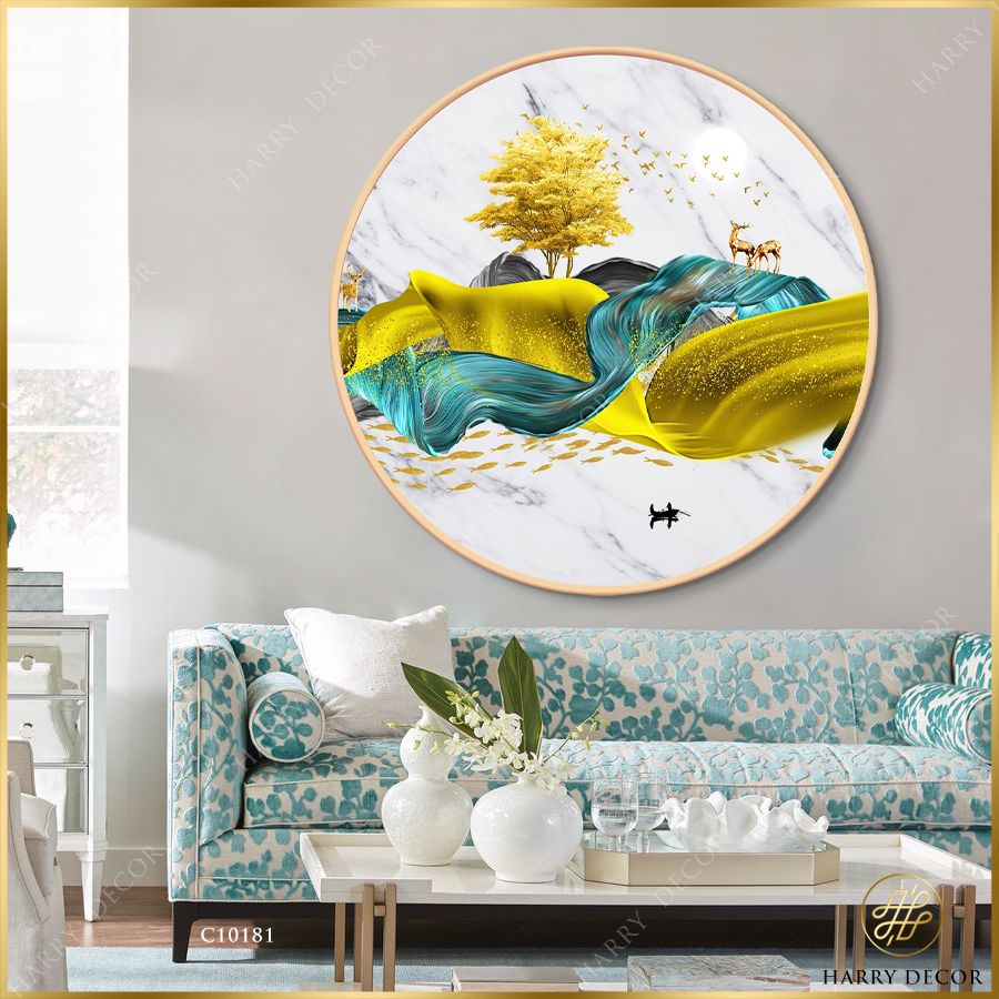  Tranh Tròn Hươu Vàng Hóng Ánh Trăng 4 C10181 