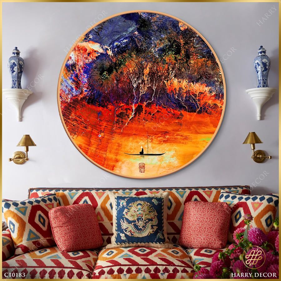  Tranh Tròn Hồng Hoang C10183 