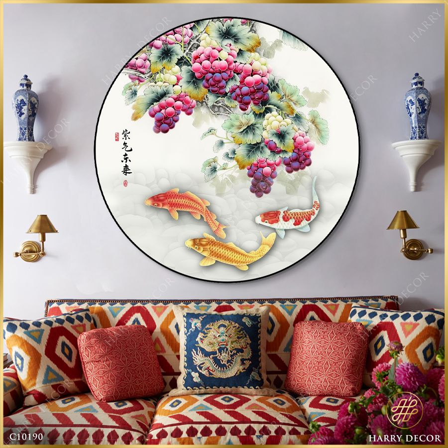  Tranh Tròn Tam Ngư Dưới Rặng Nho 2 C10190 