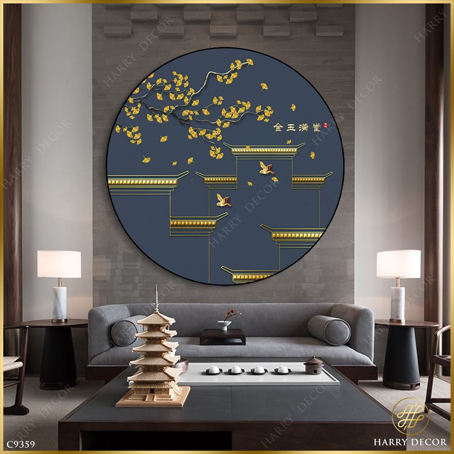  Tranh Tròn Chim Hót Đầu Cành C9359 