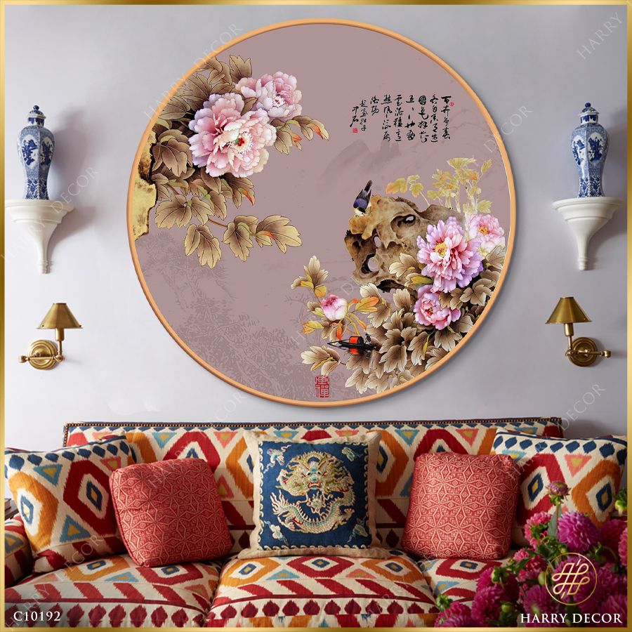  Tranh Tròn Mẫu Đơn Phú Qúy C10192 