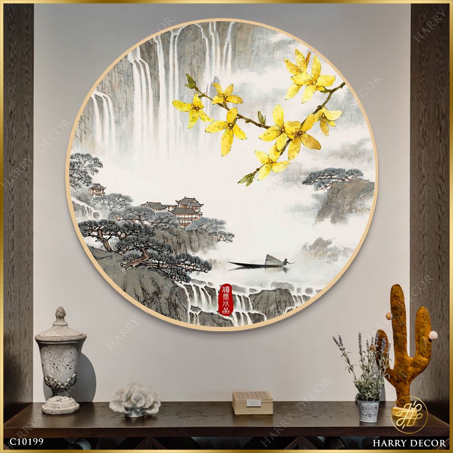  Tranh Tròn Mai Vàng Núi Tây Bắc C10199 