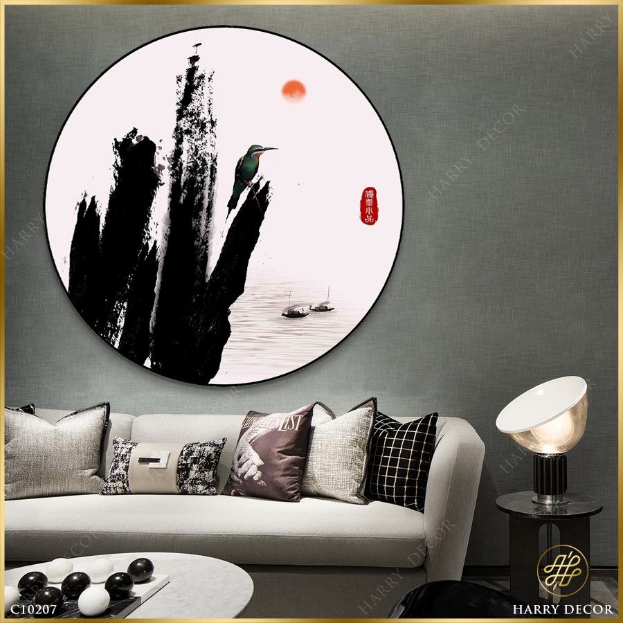  Tranh Tròn Chim Non Vọng Núi C10207 