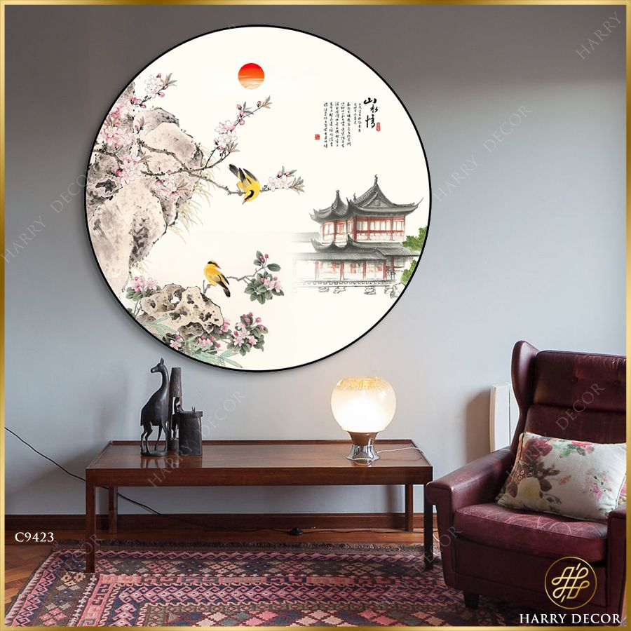  Tranh Tròn Hoa Chìa Vách Đá C9423 
