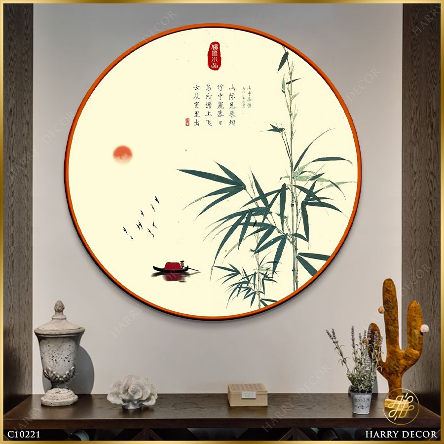  Tranh Tròn Ngọn Trúc Bên Xuồng C10221 