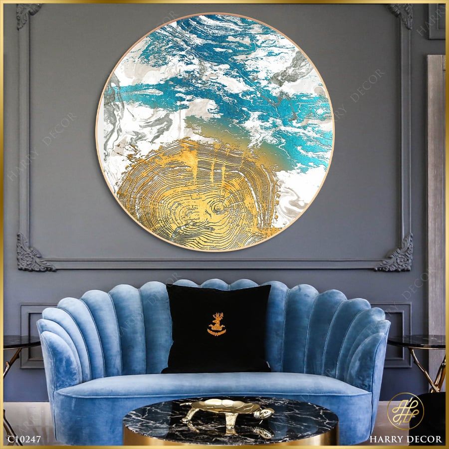  Tranh Tròn Mặt Trời Mây Trắng Hòa Quyện C10247 