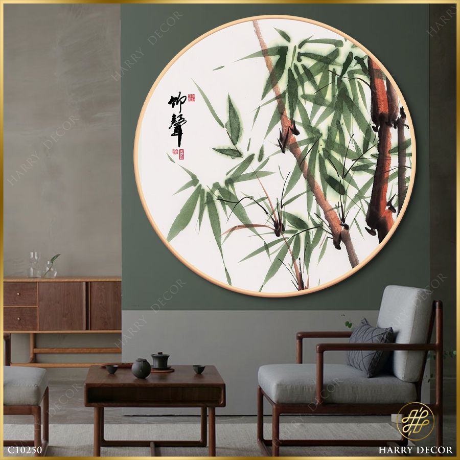  Tranh Tròn Khóm Trúc Xanh 1 C10250 