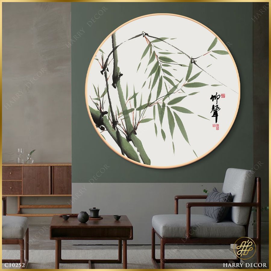  Tranh Tròn Khóm Trúc Xanh 1 C10252 
