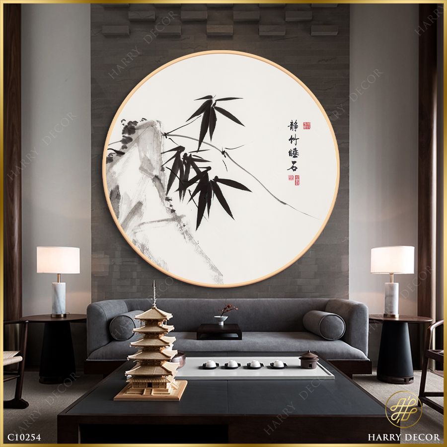  Tranh Tròn Trúc Thủy Mặc 2 C10254 