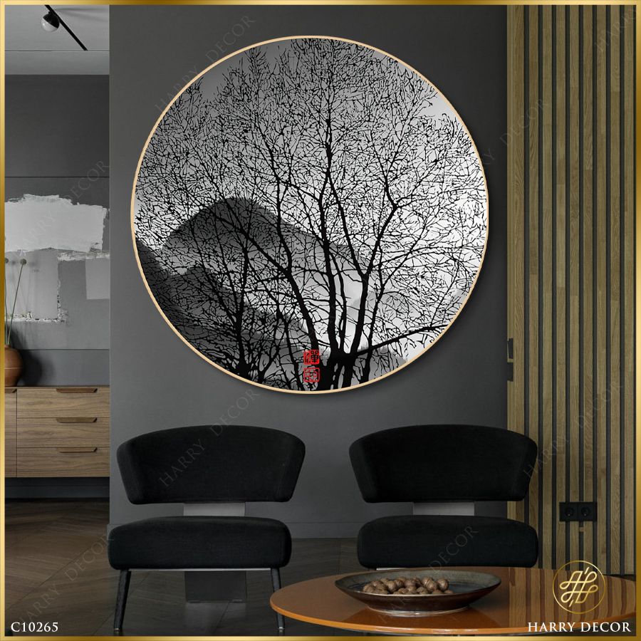  Tranh Tròn Bóng Cây Trơ Trọi Giữa Đồi C10265 