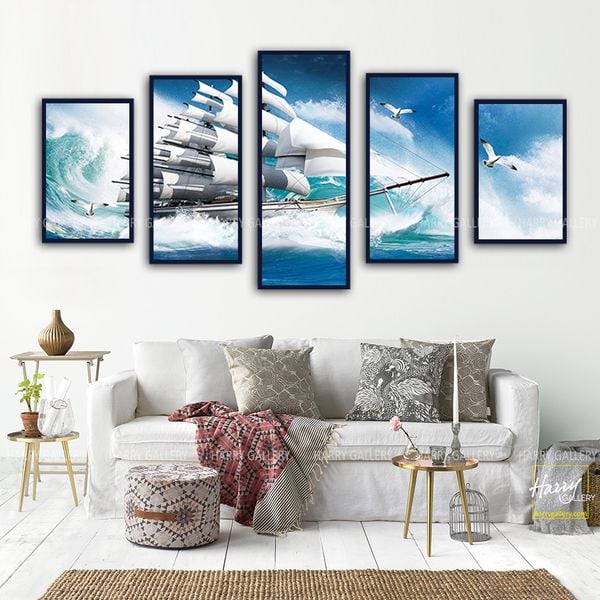  Bộ 5 Tranh Cánh Buồm Mạnh Mẽ Vượt Sống C0424 