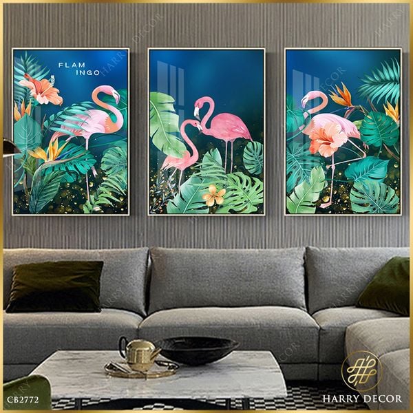  Bộ 3 Tranh Hồng Hạc Rừng Đêm CB2772 