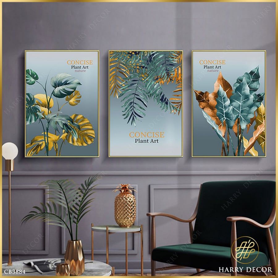  Bộ 3 Tranh Concise Plant Art Nature CB3884 