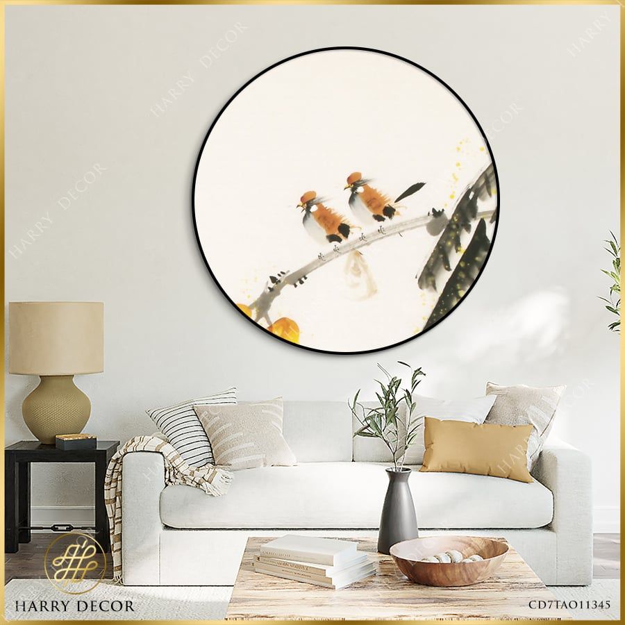  Tranh Tròn Đôi Chim Trên Cành Lựu 2 CD7TAO11345 