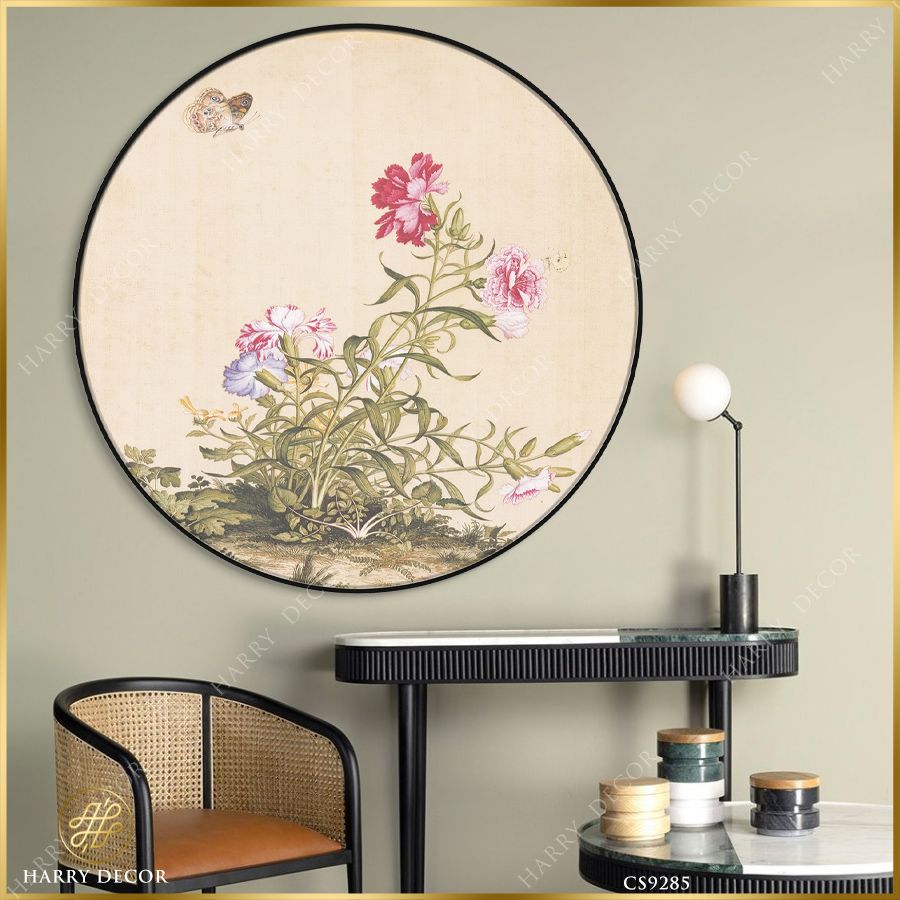  Tranh Tròn Dịu Dàng Cẩm Chướng Hoa CS9285 