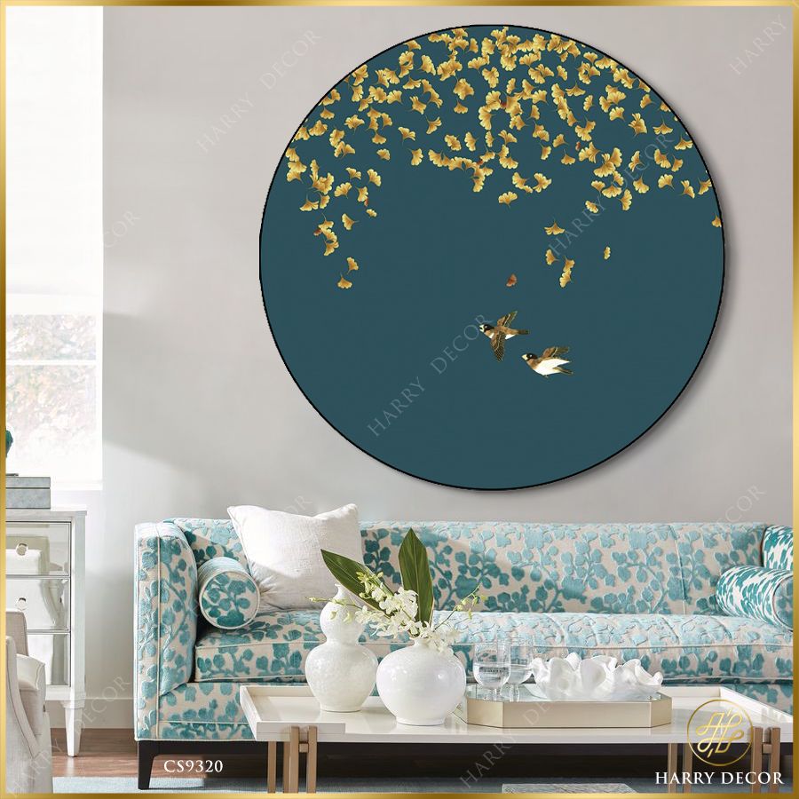  Tranh Tròn Lá Rũ Đầy Trời Chim Bay CS9320 