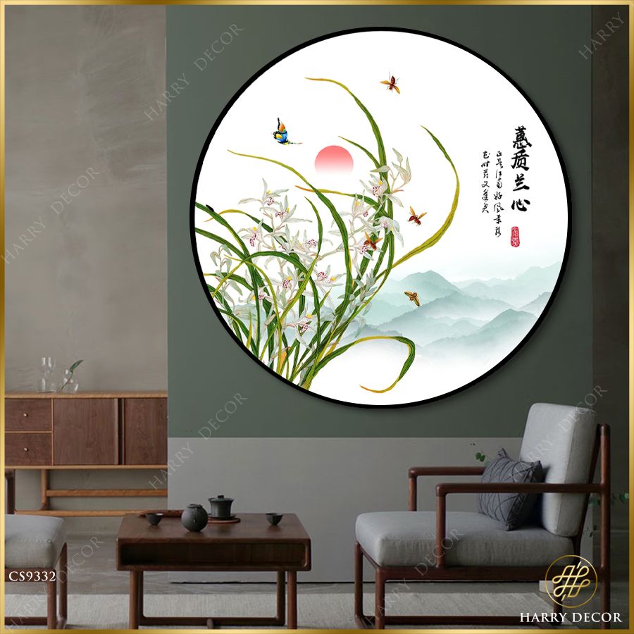  Tranh Tròn Bụi Lan Hút Ong Mật CS9332 