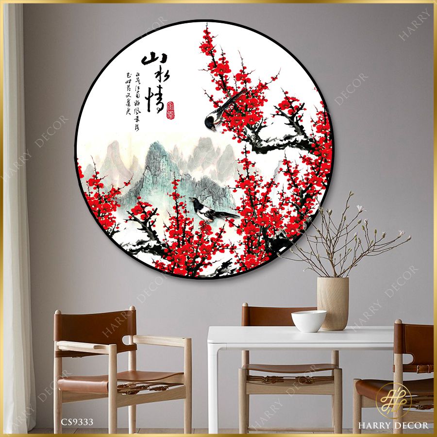  Tranh Tròn Gốc Đào Hoa Rậm Rạp CS9333 