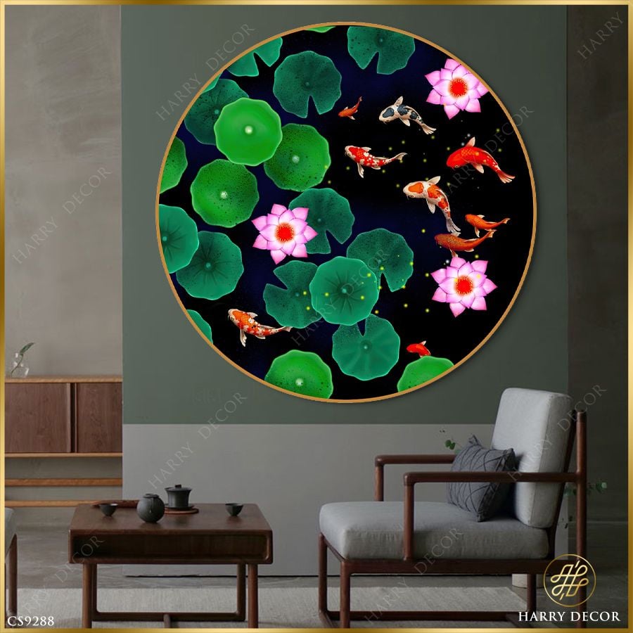  Tranh Tròn Đàn Cá Dưới Đám Lá CS9288 