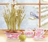  Tranh Tĩnh Vật Ấm Trà Bên Chậu Hoa CSD7TAO11572 