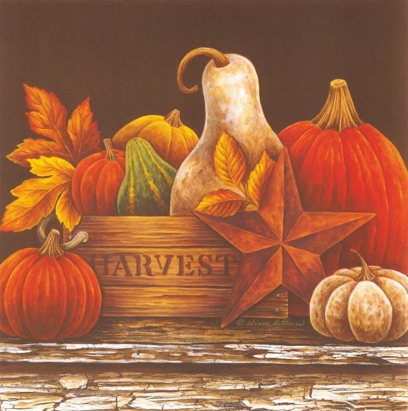  Tranh Vuông Tĩnh Vật Bí Ngô Và Cành Hoa 3 CSD7TAO11582 