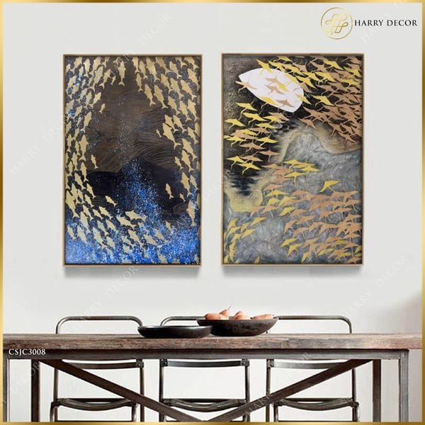 Bộ 2 Tranh Đại Dương Chim Và Cá CSJC3008 