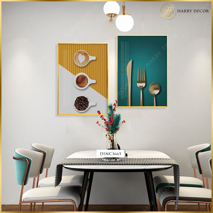  Bộ 2 Tranh Ba Tách Cà Phê DINC3665 