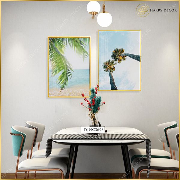  Bộ 2 Tranh Lá In Bóng Dừa DINC3693 